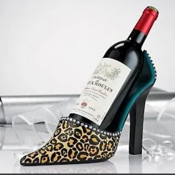 Leopard,high Heel Wine Bottle Holder,Polystone,11x4.15x8 Inches - Picture 1 of 5